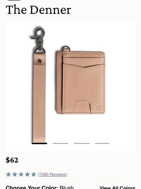 The Denner Blush Leather Card Wallet with Wrist Strap Andar